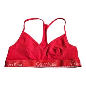 Calvin Klein Logo Red Bralette Sports Bra Size Medium EUC For Running or Yoga!